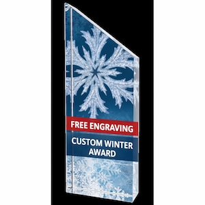 Snowflake Acrylic Trophy Award – Custom Engraved Winter Award | Bulk Discounts Available |Free Engraving