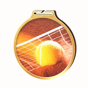 Trophy Monster Pack of 3 Eco Friendly 5/16&quot; Thick Wood  Medal Tennis Award Full Color Or  3 1/2&quot; Gold ,3 1/4&quot; Silver,2 3/4&quot; Bronze