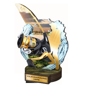 Trophy Monster Fishing  Wood Plaques Trophy Awards &quot; Eco Friendly &quot;