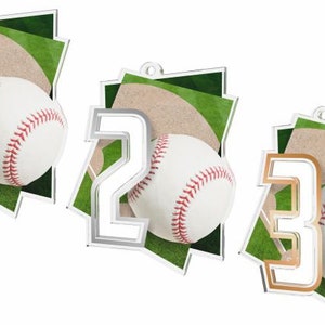 Trophy Monster 10 Pieces Of 1st Place of Acrylic  Medal Baseball Award 3 1/2&quot; | for Club, School & Presentations |