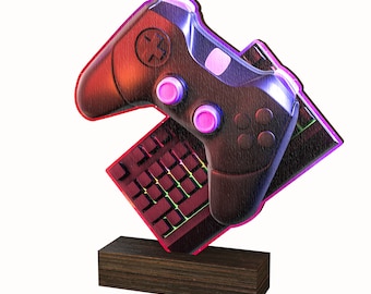 Trophy Monster  Gaming 5/16&#39; thick Wood Sculpture  Trophy Awards &quot; Eco Friendly &quot; 5 Sizes 4 Colors