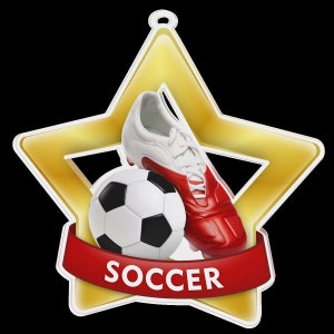 Trophy Monster 10 x Pack of Acrylic Gold Star Medal Soccer  Award  | for Club, School & Presentations |