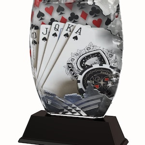 Trofeo Monster Cards Poker a todo color Impreso 5/16" Grueso Trofeo Impresionante Premio