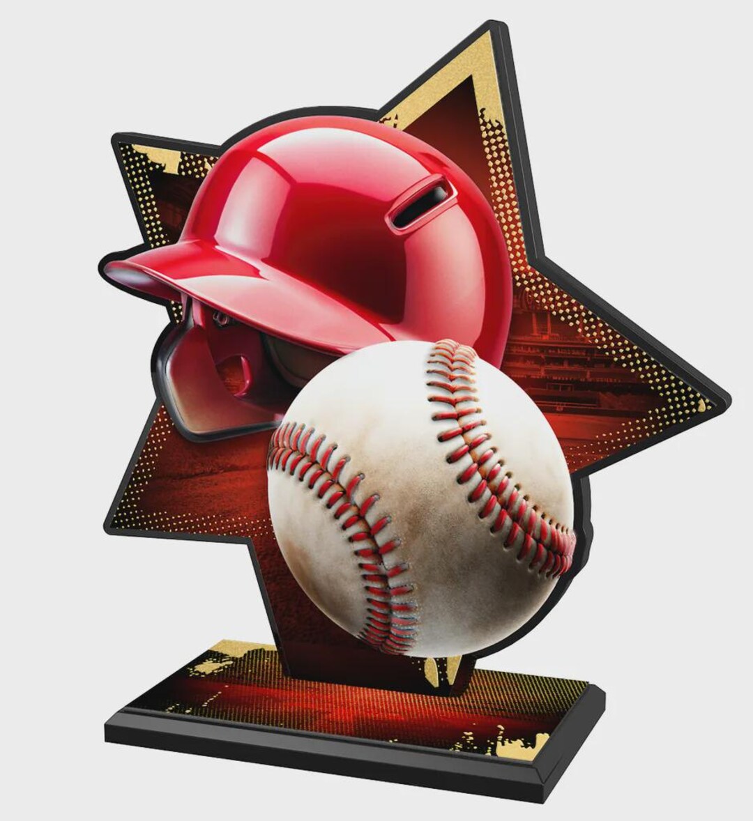 Baseball Modern Acrylic Trophy With Metal Design |FREE ENGRAVING ...
