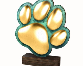 Trophy Monster  Dog Paw 5/16&#39; thick Wood Sculpture  Trophy Awards &quot; Eco Friendly &quot; 5 Sizes 4 Colors
