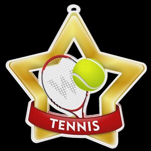 Trophy Monster 10 x Pack of Acrylic Gold Star Medal Tennis Award  | for Club, School & Presentations |