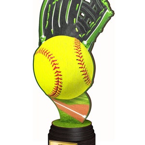 Trophy Monster  Softball Real Wood Eco Friendly Trophy Awards