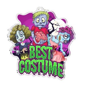 Trophy Monster 10 x Pack of Acrylic  Medal Halloween Best Costume Award  | for Club, School & Presentations |