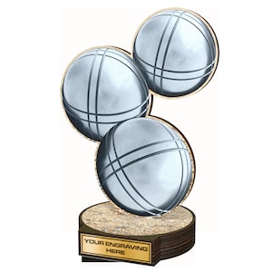 Trophy Monster Petanque Wood Plaques Trophy Awards &quot; Eco Friendly &quot;