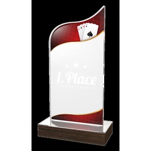 Trophy Monster Card Poker Acrylic And Wood  Stunning Award Trophy