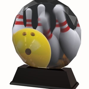 Trophy Monster  Bowling Full Color Printed 5/16&quot; Thick Trophy Stunning Award
