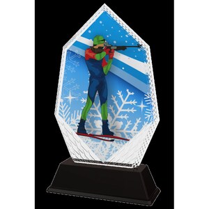Trophy Monster   Winter Sports Biathlon Full Color Printed 1/3&quot; Thick Trophy Stunning Award 3 Sizes