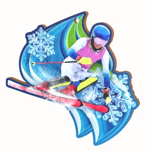 TrophyMonster Winter Sports Downhill Skiing Eco Friendly 5/16&quot; Thick Wood  Medal Award  3 Sizes