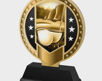 Trofeo de golf clásico Sentinel de acero inoxidable / GRABADO Y ENTREGA GRATIS / Descuentos por volumen disponibles / Grabado gratis