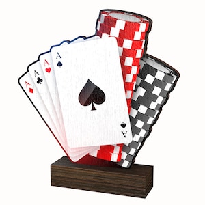 Trophy Monster  Cards  Poker 5/16&#39; thick Wood Sculpture  Trophy Awards &quot; Eco Friendly &quot; 5 Sizes 4 Colors