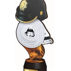 Trophy Monster Fire Fighting Real Wood Eco Friendly Trophy Awards