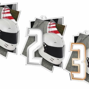 Trophy Monster 10  Pieces Of 2nd Place of Acrylic  Medal Motorsport Racing Award 3 &quot;  | for Club, School & Presentations |