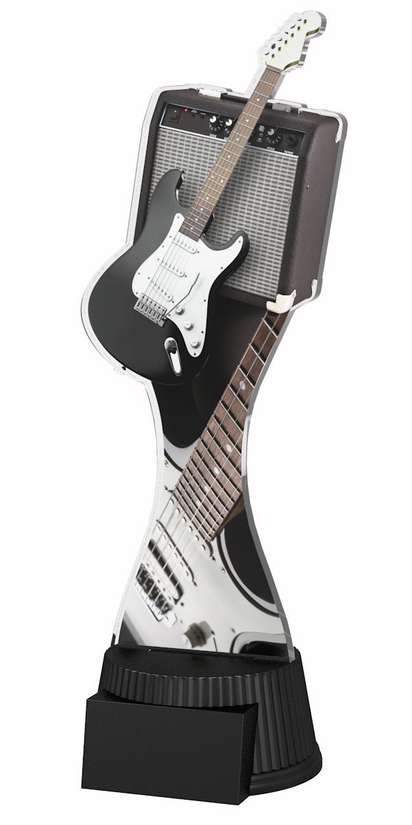 Trophy Monster Music Electric Guitar Full Color  Double Printed  1/8"  Thick Trophy Stunning Award
