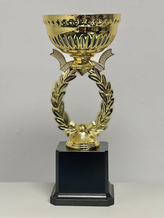 11" Gold & Silver Plastic Cup Trophy Award Wood Base-Free Engraving and shipping 