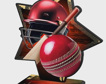 Cricket Modern Acrylic Trophy with Metal Design |FREE ENGRAVING+DELIVERY| | Bulk Discounts Available |Free Engraving