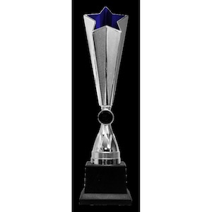 TrophyMonster  Silver & Blue Star Trophy Award  3 sizes