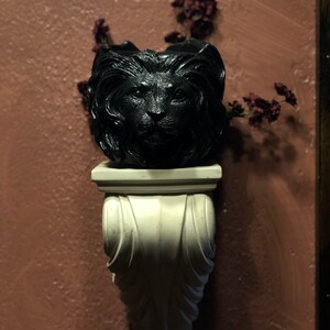 Father Lion Head Cement Planter Glossy Black image 2