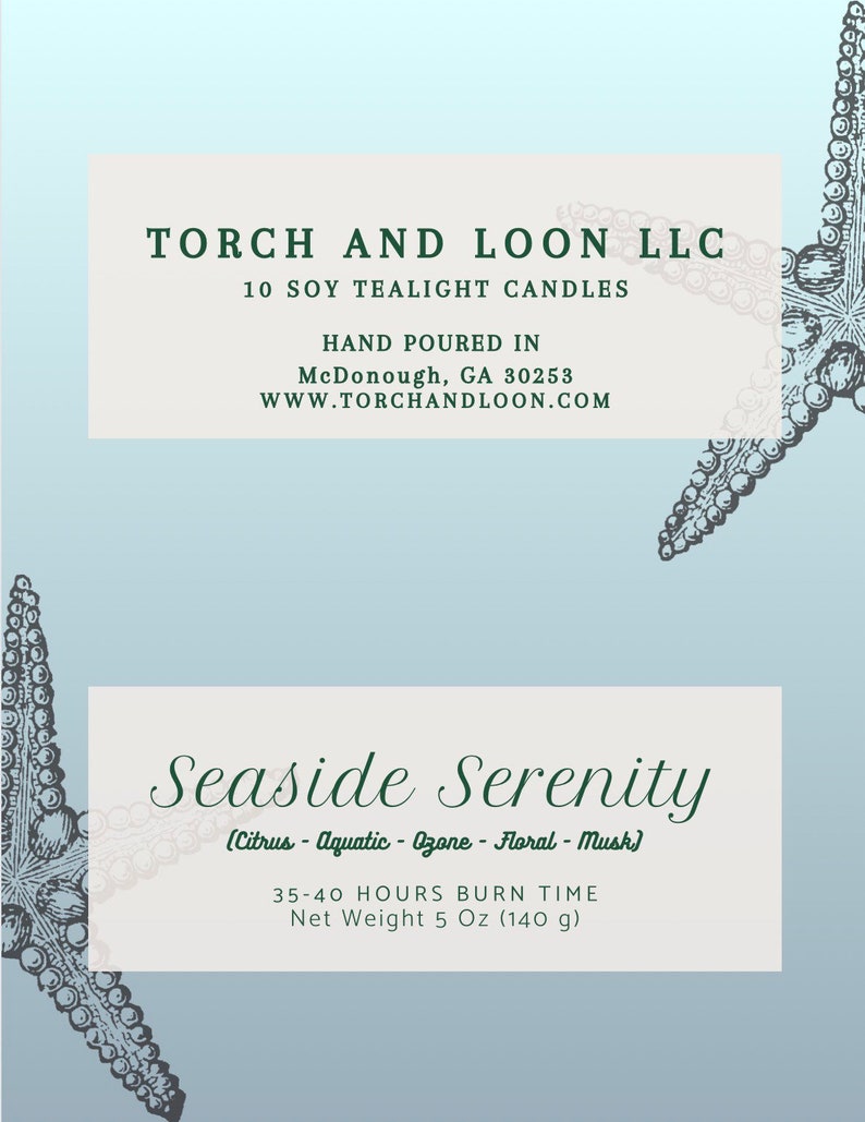 Soy Tealights Handpoured 10 pack Seaside Serenity