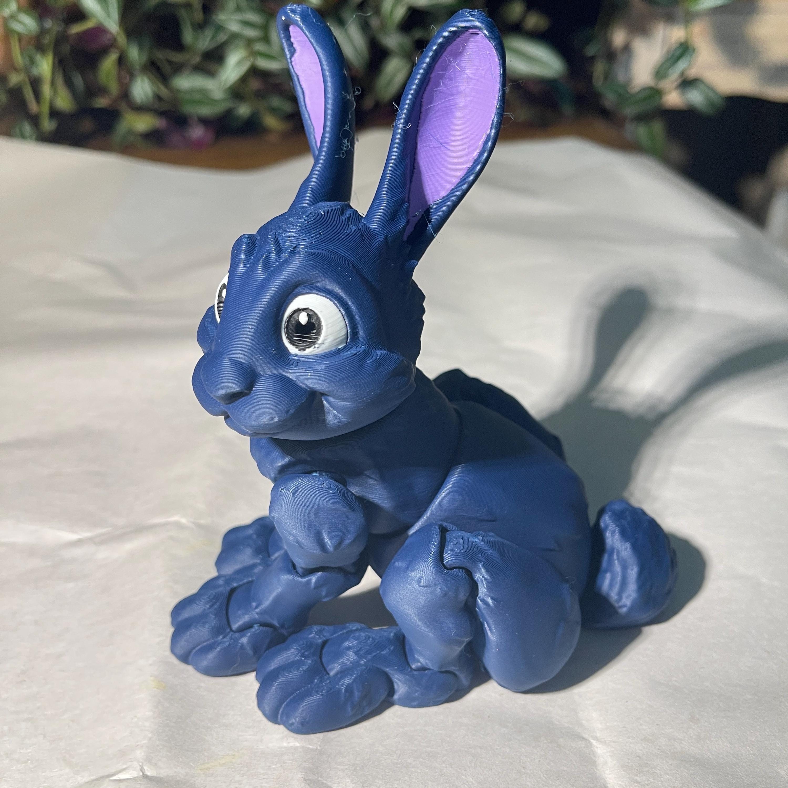 Posable Rabbit Figurine | 3D Printed Bunny | Albino, Dark Blue, Sable ...