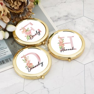 Floral Bridesmaid Gift,Personalized Gift for momCompact Mirror, Name Pocket Mirror, Handheld Mirror, Proposal or Bridal Party Gift