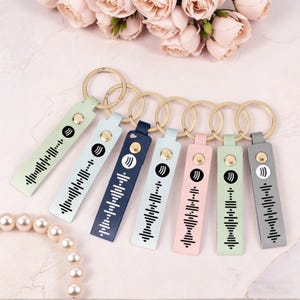 Personalized Scannable Spotify Code Keyring,Custom Song Keychain, Music Lover Gift,Engraved Leather Keychain,Valentine Gift,Anniversary Gift image 3