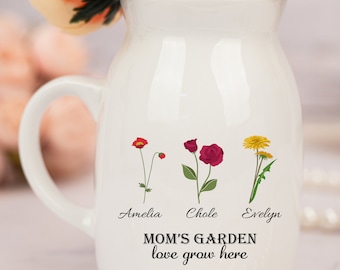 Grandma's Gift,Personalized Gifts for Mom, Birth Flower Mom Gifts, Mother's Day Gifts,Grandma Garden Gifts,Custom Birth Month Flower Vase