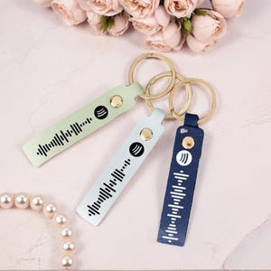 Personalized Scannable Spotify Code Keyring,Custom Song Keychain, Music Lover Gift,Engraved Leather Keychain,Valentine Gift,Anniversary Gift image 4