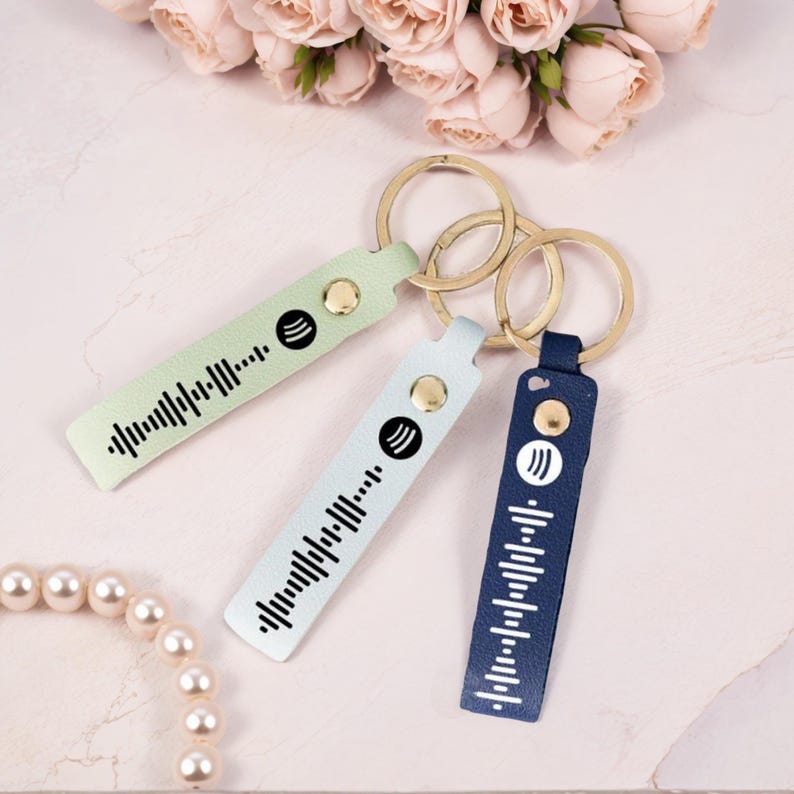 Personalized Scannable Spotify Code Keyring,Custom Song Keychain, Music Lover Gift,Engraved Leather Keychain,Valentine Gift,Anniversary Gift image 4
