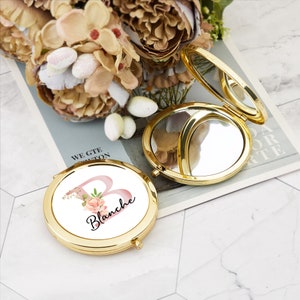 Floral Bridesmaid Gift,Personalized Gift for momCompact Mirror, Name Pocket Mirror, Handheld Mirror, Proposal or Bridal Party Gift image 3