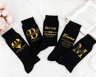 Custom Groomsmen Socks,Groomsmen Gifts for Him,Wedding Socks,Personalised Wedding Socks,Best Man Socks,Father of the Bride Gift Socks