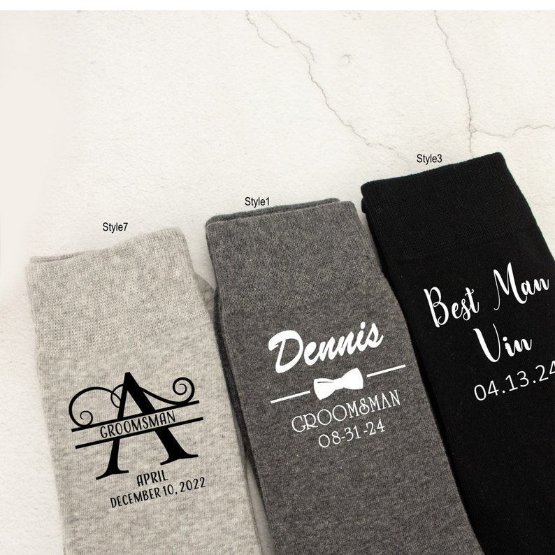 Groomsmen SocksPersonalized Wedding Socks,Custom Groomsman Socks for the Wedding Party,Groom&Best Man Socks,Groomsmen Gift,Grooms proposal image 9