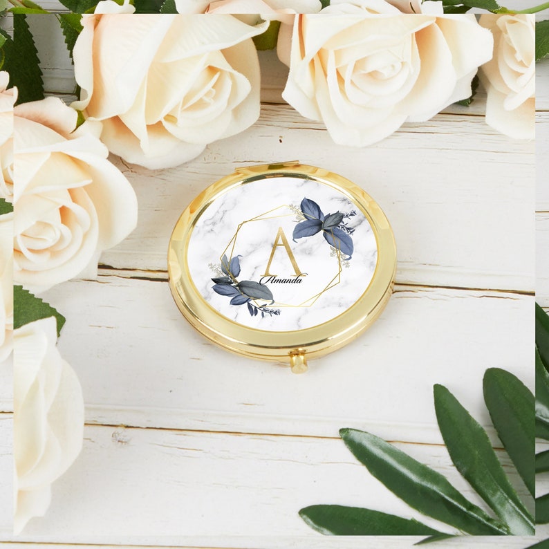 Floral Bridesmaid Gift,Personalized Gift for momCompact Mirror, Name Pocket Mirror, Handheld Mirror, Proposal or Bridal Party Gift image 5