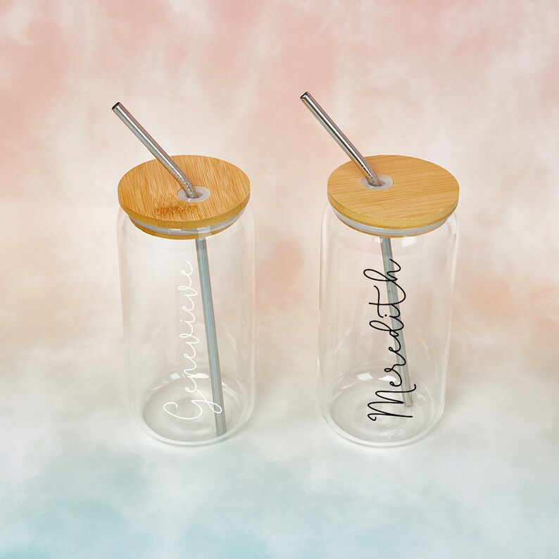 Personalized Iced Coffee Cup Glass Bridesmaids Giftbeer Can Etsy