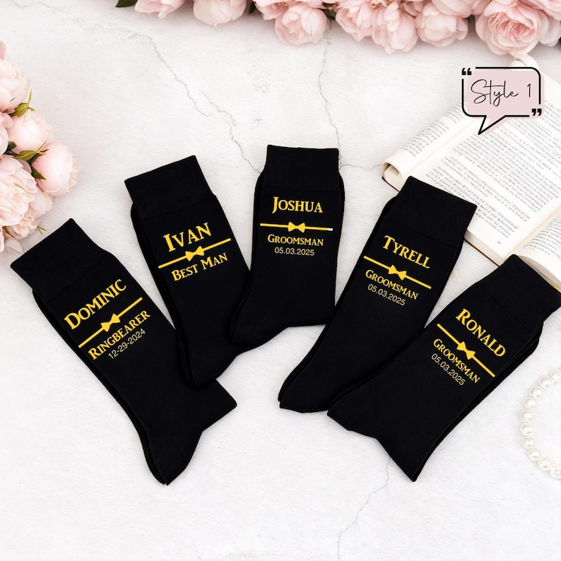 Groomsmen Socks, Personalized Wedding Socks,Custom Groomsman Socks for the Wedding Party,Groom&Best Man Socks,Groomsmen Gift,Grooms proposal image 3