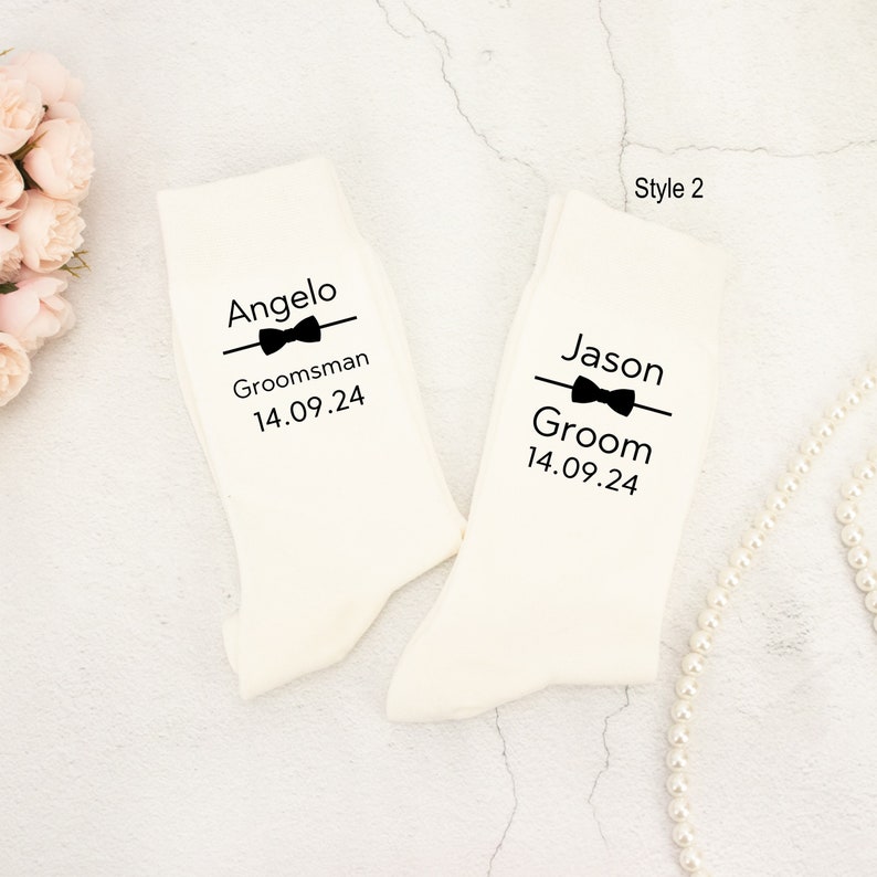 Groomsmen SocksPersonalized Wedding Socks,Custom Groomsman Socks for the Wedding Party,Groom&Best Man Socks,Groomsmen Gift,Grooms proposal image 3