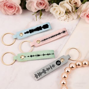 Spraakopnamesleutelhanger, QR-codesleutelhanger Soundwave, sleutelhanger audioscan, muzieksleutelhanger, Spotify-sleutelsleutelhanger, valentijnscadeau echtgenoot