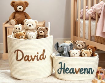 Personalized Baby Gift Basket Custom 3D Name Woven Nursery Storage Newborn Shower Ggift,Handmade Basket,Cotton rope weaving,Storage Basket
