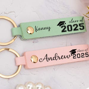 Personalized Leather Graduation Keychain,Graduation Keyring,Gift for Graduates,College Graduation Gift,Graduation Gift for Her,Class of 2025
