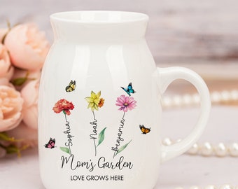 Grandma's Garden, Grandma Gift, Personalized Moms Garden,Personalized Birth flower Vase Mom Gifts from Daughter, Nana's, Mother's Day gift