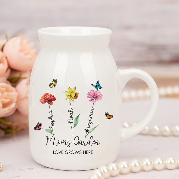 Grandma's Garden, Grandma Gift, Personalized Moms Garden,Personalized Birth flower Vase Mom Gifts from Daughter, Nana's, Mother's Day gift