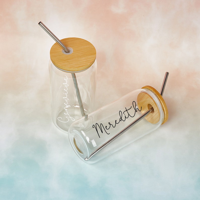 Personalized Iced Coffee Cup Glass Bridesmaids Giftbeer Can Etsy