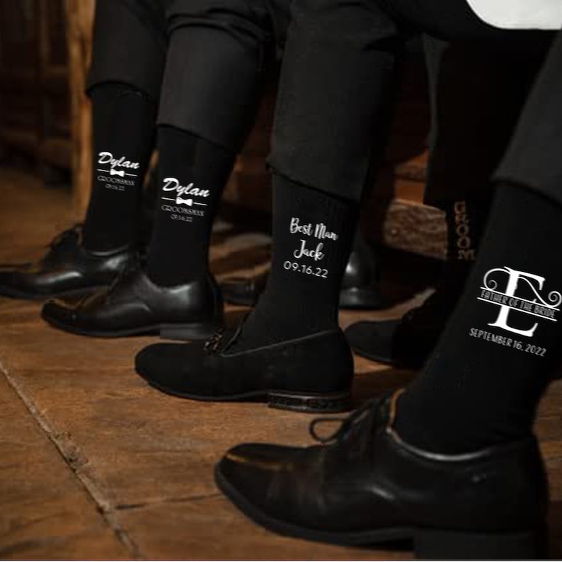 Groomsmen SocksPersonalized Wedding Socks,Custom Groomsman Socks for the Wedding Party,Groom&Best Man Socks,Groomsmen Gift,Grooms proposal image 1