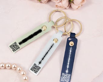 Soundwave Gift, Memorial Voice Message Keychain, Scan to Hear Their Voice, QR Code & Soundwave Art,Personalized Sound Wave Keychain, Memo