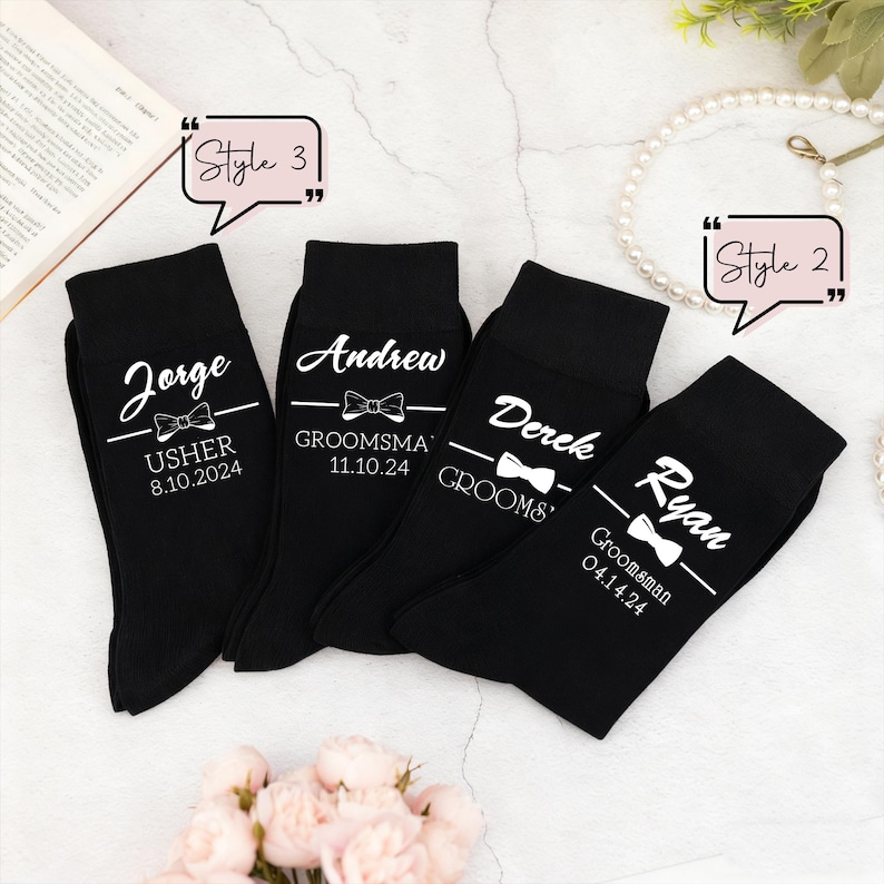 Groomsmen Socks, Personalized Wedding Socks,Custom Groomsman Socks for the Wedding Party,Groom&Best Man Socks,Groomsmen Gift,Grooms proposal image 4