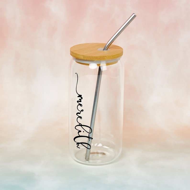 Personalized Iced Coffee Cup Glass Bridesmaids Giftbeer Can Etsy